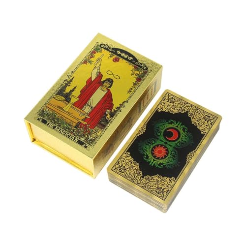 GIBZ Goldfolien Tarotkarten Deck Rider Waite für Anfänger Tarot Cards Set mit Schlüsselwortbox Luxuriöses Geschenk von GIBZ