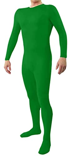 GIBZ Männer Spandex Langarm Ein Stück Dancewear Ganzanzug Bodysuit Halloween Cosplay Ganzkörperanzug, Grün, Medium von GIBZ