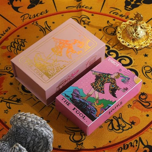 GIBZ Rider Waite Tarotkarten Deck Rosa Design 78 Tarot Cards mit Guide Halterbox für Anfänger von GIBZ