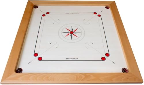 Carrom Manufaktur Board Turnier Meisterstück 74x74 cm mit kpl. Zubehör Spielsteinen, Pulver und Abdeckhaube. Top Verarbeitung und Gleiteigenschaften, Made in Europe - 4000 von GICO