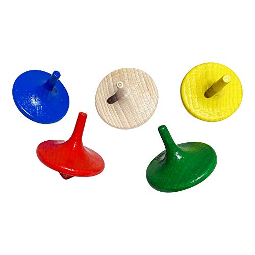 GICO Bunte Holzkreisel - Kinder Holz Kreisel Set mit 5 bunten Kreiseln H 4,0 cm, D 3,5 cm 6472 von GICO