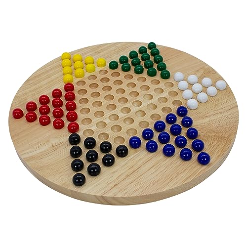 GICO Holz Halma Spiel XL - D30cm Brettspiel für die ganze Familie, 6 Spieler, ab 3 Jahren, Strategie-Spiel von GICO