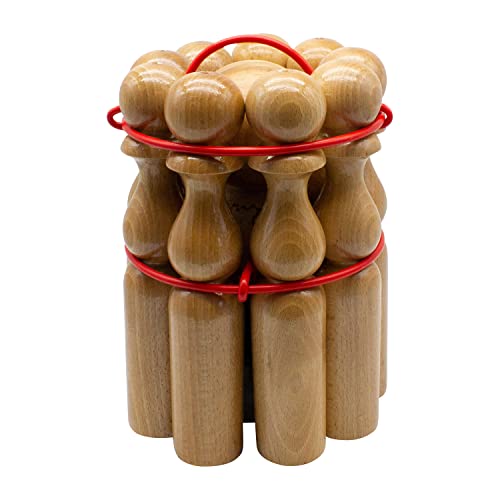 GICO Kegelspiel Kegel Set Bowling aus Holz für Kinder und Erwachsene – Der In- & Outdoor Spielspaß mit Qualitätsware aus Massivholz -Made in EU-Höhe 24 cm–3018 von GICO