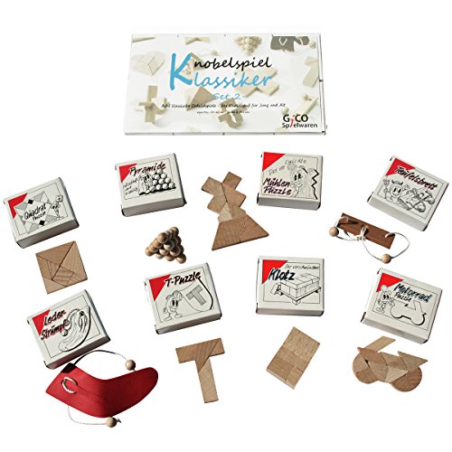 Knobelspiel Klassiker Sets - 8 Geschicklichkeitsspiele in Geschenkverpackung - incl. Lösung (Set 2) von GICO