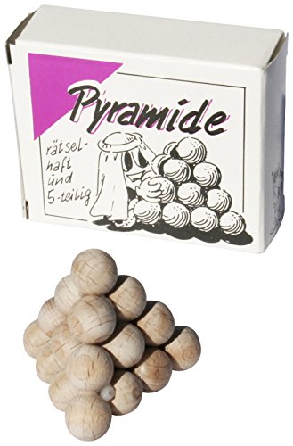 GICO Kugelpyramide 5-teilig - Mini Holz Puzzle Knobelspiel Geduldspiel Klassiker Minipuzzle von GICO