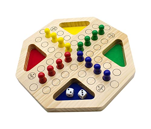 GICO Holz Ludo Spiel XL - das Brettspiel für die ganze Familie, stabile Ausführung. Bekanntes Gesellschaftsspiel Spiel für Jung und Alt mit großen Figuren-7957 von GICO