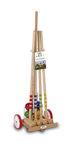 GICO Qualitäts Krocketwagen/Krocket/Croquet für 4 Spieler aus Holz im Transportwagen - Spiel gut (Auszeichnung) - Qualitätsware aus Massivholz für die ganze Familie -Made in EU-3110 von GICO