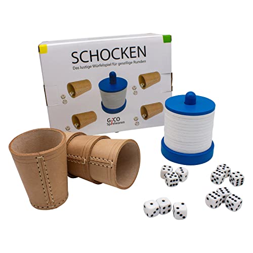 GICO Schocken Set - Komplett mit Schockbesteck, 4 Würfelbecher und 12 Würfeln - Jule Meiern Maxen Mörkeln - 7959 von GICO