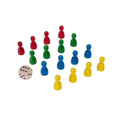 GICO Spielkegel Set 16 Halmakegel aus Holz 24x12 mm und 1 Spielwürfel 16 mm aus Holz -2136 von GICO