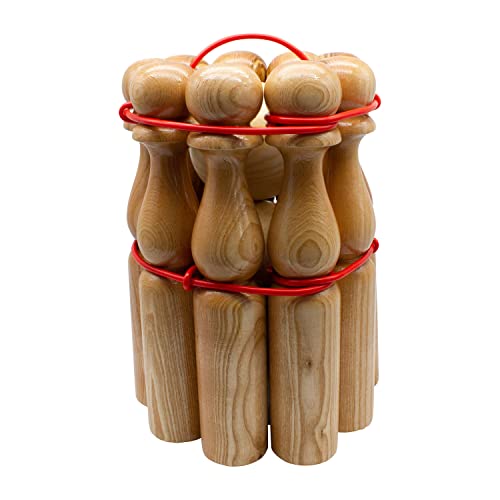 GICO Kegelspiel Kegel Set Bowling aus Holz für Kinder und Erwachsene – Der In- & Outdoor Spielspaß mit Qualitätsware aus Massivholz -Made in EU-Höhe 30 cm–3019 von GICO