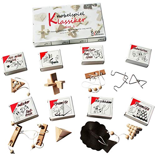 GICO Knobelspiel Klassiker Sets - 8 Geschicklichkeitsspiele in Geschenkverpackung - incl. Lösung (Set 1) von GICO