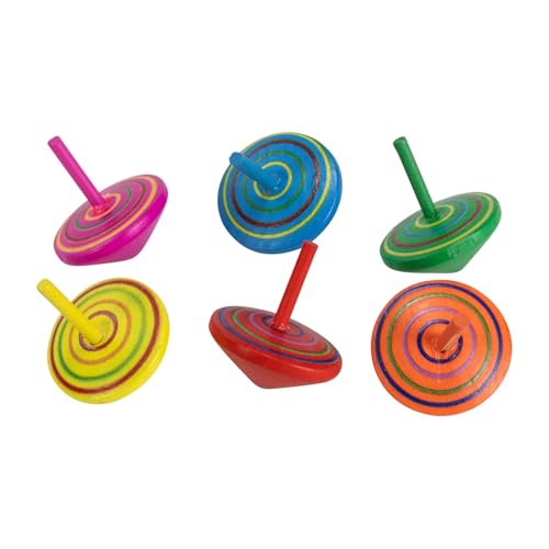 Kreisel Spirale aus Holz Kinder Holzkreisel 6er Set H 4 cm, D 3,5 cm - 6473 von GICO