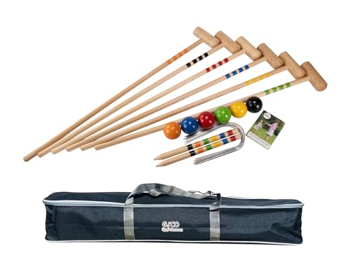 Qualitäts Krocketspiel / Krocket / Crocket für 6 Spieler (100 cm Erwachsenengröße) mit Transporttasche - Spiel gut (Auszeichnung) - Qualitätsware aus Massivholz für die ganze Familie -Made in EU-3246 von GICO