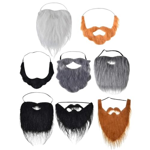 8 Stück Gefälschte Bärte Schnurrbärte,Künstlicher Bart,Falscher Kostüm Whisker,Lustiger Bart Zubehör für Halloween,Party, Weihnachtsfeier von GIEEU