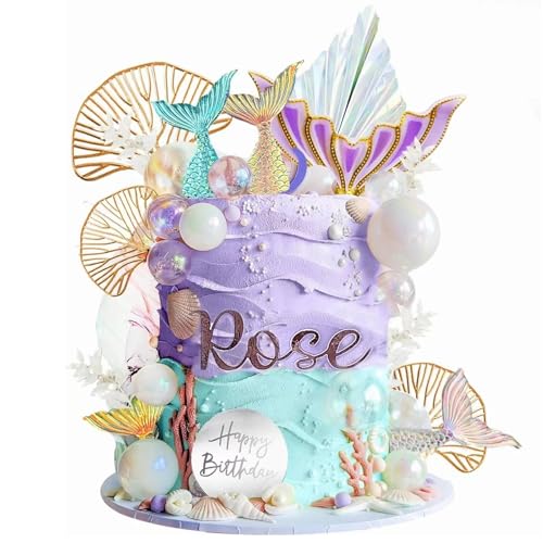Meerjungfrau-Kuchenaufsätze, Meerjungfrau-Kuchendekorationen für Mädchen, Meerjungfrauen-Cupcake-Topper für Geburtstagspartys und Babypartys, 26 Stück von GIEEU