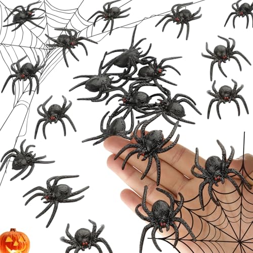 GIFANEO 30 Stück Realistische Kunststoff Spinnen Spielzeug, Halloween Spinne,Gruselige Kleine Spinnen Aus Plastik, Kunststoffspinnen, Spukhaus Halloween Party Dekorationen. von GIFANEO