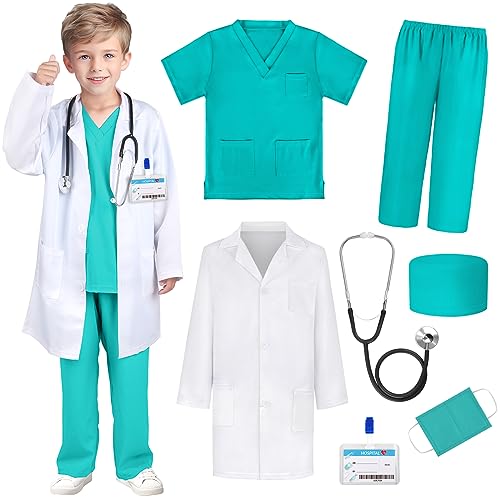Hikyskin GIFTINBOX - Disfraz de médico para niños, chamarra de laboratorio para niños, estetoscopio real, disfraces de laboratorio de médicos de Halloween para niños de 3 a 12 años Hikyskin GIFTINBOX - Disfraz de médico para niños, chamarra de laboratorio para niños, estetoscopio real, disfraces de laboratorio de médicos de Halloween para niños de 3 a 12 años von GIFTINBOX