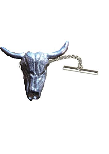 Giftsforall FT195 Longhorn-Totenkopf-Krawattennadel mit Kette, aus englischem modernem Zinn, 4,4 x 3,7 cm Giftsforall FT195 Longhorn-Totenkopf-Krawattennadel mit Kette, aus englischem modernem Zinn, 4,4 x 3,7 cm von GIFTSFORALL