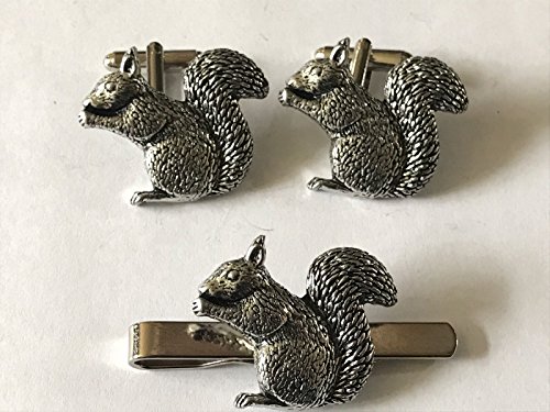 Giftsforall Manschettenknöpfe mit Krawattennadel, Eichhörnchen, A35, aus feinem englischen Zinn von GIFTSFORALL