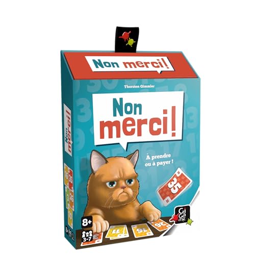 GIGAMIC - Nein Danke – Akzeptieren Sie die Karte, wenn Sie Punkte verlieren oder Sagen: Nein Dank? – EIN lustiges und einfaches Spiel für die ganze Familie – von 3 bis 7 Spielern – ab 8 Jahren. von GIGAMIC