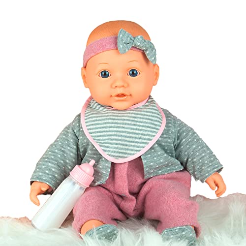 Dream Collection Badepuppe Neugeborenes Baby - Babypuppe mit Puppenzubehör - Milchflasche, Teddybär und Schnuller - Realistisches Spielen - Verstellbarer Weicher Körper - Puppe ab 2 Jahren - 40cm Dream Collection Badepuppe Neugeborenes Baby - Babypuppe mit Puppenzubehör - Milchflasche, Teddybär und Schnuller - Realistisches Spielen - Verstellbarer Weicher Körper - Puppe ab 2 Jahren - 40cm von GIGO'S DREAM COLLECTION