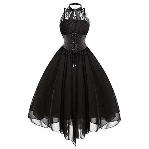 GIIWAKI Halloween Kostüm Frau 80Er Kleid Schwarz Goth Clothes Hexe Erwachsene Teufel Engel Und Teufel Clown Helloween von GIIWAKI