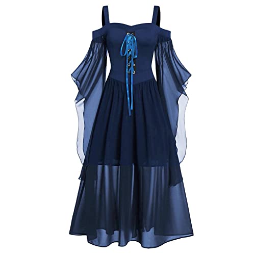 GIIWAKI Mittelalter Rock Dark Angel Kostüm Halloween Vampir Halloween Kostüm Kleid Schwarze Weste Damen Haloween Kostüm Halloween Kostüm Damen Set Kleid Schwarz Damen Halloween Kostüm Hexe Engel von GIIWAKI