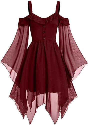 GIIWAKI Teufel Kostüm Mädchen Schwarzes Korsett Kleid Costume Women Vampir Kleid Korsett Damen Halloween Nonnen Kostüm Samtkleid Halloween Umhang Mit Kapuze Halloween Oberteil Damen Helloween Kostüm von GIIWAKI