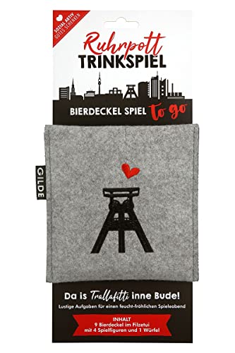 GILDE - 44378 - Ruhrpott Trinkspiel, 9 Bierdeckel in Filzetui, Spielfiguren, Würfel GILDE - 44378 - Ruhrpott Trinkspiel, 9 Bierdeckel in Filzetui, Spielfiguren, Würfel von GILDE
