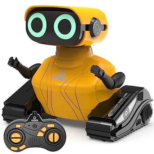 GILOBABY Roboter Kinder, Ferngesteuerter Roboter Spielzeug, RC Robot mit LED-Augen und Musik, Kinderspielzeug Geschenk für Jungen und Mädchen Geburtstag ab 3 Jahre (Gelb) von GILOBABY