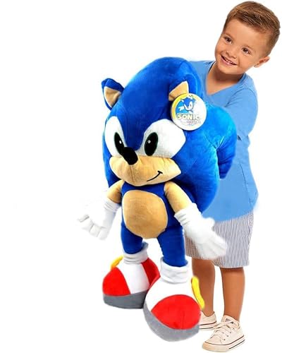 GIMSS Sonic The Hedgehog XXL Plüschtier Kuscheltier Sonic, Tails, Knuckles Plüsch Peluche Plush 30-120 cm Original Lizenz (Sonic The Hedgehog 80cm) von GIMSS