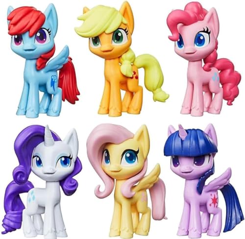 My Little Pony Figuren 8cm Spielzeug Sammelset mit 6 x Ponyfiguren bewegliche Figuren Geschenk für Kinder von GIMSS