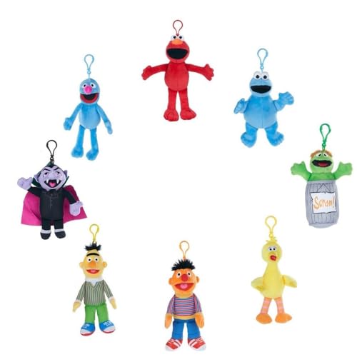 Sesam Strasse Plüsch Schlüßelanhänger Kuscheltier Plüschtier Sesame Street Plush Bagclip zur Auswahl 8 Charaktere 17-20cm (8er Set) von GIMSS