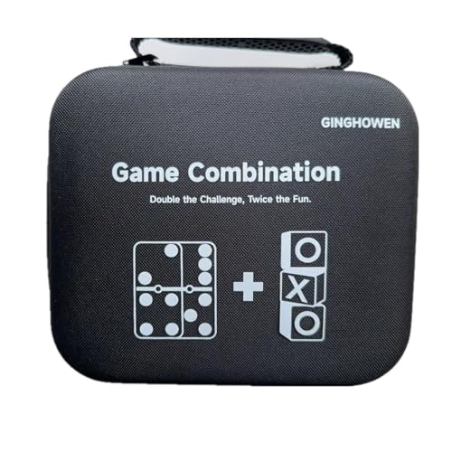 GINGHOWEN Dominoes and Tic Tac Toe Game Set, 28 Tiles Dominos with 4 Wooden Racks, Wood Tic Tac Toe Classic Board Games, Portable Travel Game with Carrying Case GINGHOWEN Dominoes and Tic Tac Toe Game Set, 28 Tiles Dominos with 4 Wooden Racks, Wood Tic Tac Toe Classic Board Games, Portable Travel Game with Carrying Case von GINGHOWEN