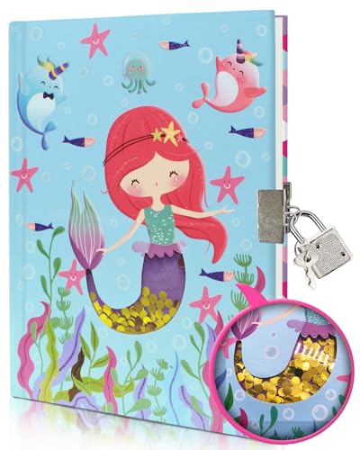 Tagebuch Mädchen mit Schloss, 17,8x13,5cm 80 Linierte Blätter Schüttelbares Pailletten-Meerjungfrau Notizbuch Mädchen Kinder Tagebuch zum Schreiben Teenager Geschenke Mädchen & Jungen 6-12 Jahren Tagebuch Mädchen mit Schloss, 17,8x13,5cm 80 Linierte Blätter Schüttelbares Pailletten-Meerjungfrau Notizbuch Mädchen Kinder Tagebuch zum Schreiben Teenager Geschenke Mädchen & Jungen 6-12 Jahren von GINMLYDA