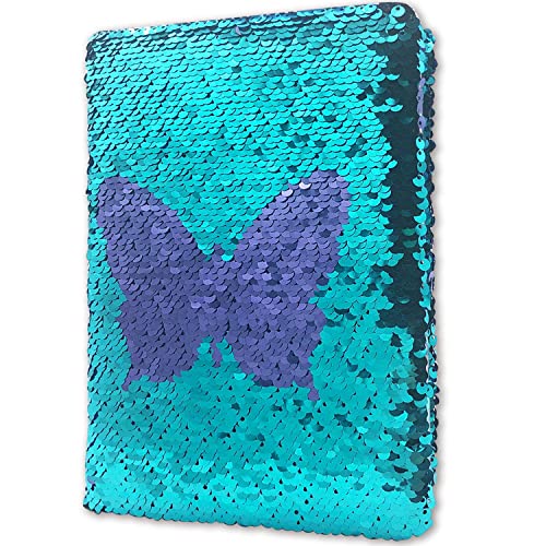 Wendepaillette Tagebuch Mädchen, 20,5x14cm 80 Blätter Schmetterlings Tagebuch Kinder Mädchen Notizbuch A5 Liniert für Schulisches Schreiben Zeichnen Kinder Geschenke für Mädchen und Jungen 6-10 Jahre von GINMLYDA
