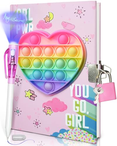 Pop Tagebuch Mädchen mit Schloss und Unsichtbarem Doppelendstift, 19 x 13,5 cm, 80 linierte Blätter Liebevolles Herz Pop Fidget Tagebuch Kinder Geheimes Notizbuch Stifte-Set Geschenke für Mädchen Pop Tagebuch Mädchen mit Schloss und Unsichtbarem Doppelendstift, 19 x 13,5 cm, 80 linierte Blätter Liebevolles Herz Pop Fidget Tagebuch Kinder Geheimes Notizbuch Stifte-Set Geschenke für Mädchen von GINMLYDA