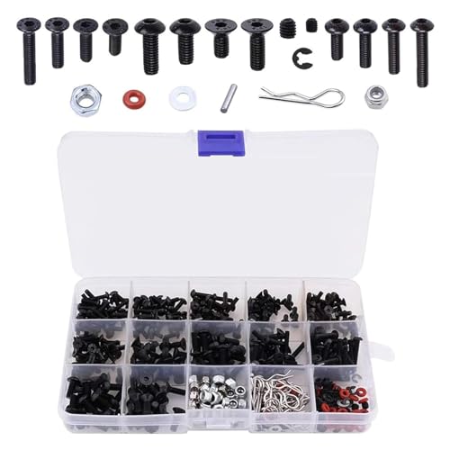 GIONAR 500 teiliges Universal RC Schraubenset, für RC Cars Trucks Crawler, M3 M4 Inbus Schrauben Muttern Shell Schnallen, Inklusive magnetischer Schraubenablage für einfache, RC Reparaturwerkzeug Kit GIONAR 500 teiliges Universal RC Schraubenset, für RC Cars Trucks Crawler, M3 M4 Inbus Schrauben Muttern Shell Schnallen, Inklusive magnetischer Schraubenablage für einfache, RC Reparaturwerkzeug Kit von GIONAR