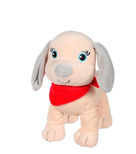 GIPSY Toys - Lustige beige Klangwelpen mit rotem Schal - Kuscheltier für Kinder - 071626 von GIPSY