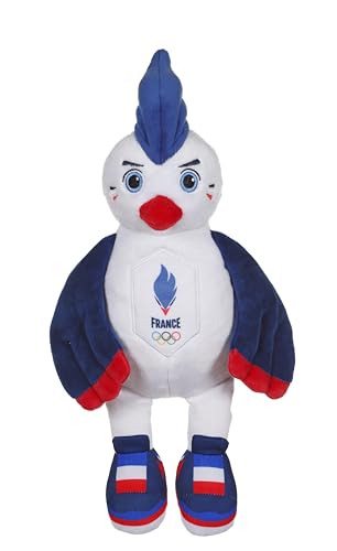 Gipsy Toys - Hahn Plüschtier - Französische Olympia - Offizielle lizenzierte Plüschfigur - 24 cm sitzend - blau rot und weiß von GIPSY