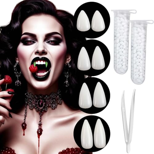 Vampir Zähne 4 Paar Realistische Halloween Schminke Accessoires Vampire Teeth im Dunkeln Leuchtend Horror-Falschzähne mit Superstarkem Tubenkleber für Werwolf Draculaura Halloween Karneval Cosplay Vampir Zähne 4 Paar Realistische Halloween Schminke Accessoires Vampire Teeth im Dunkeln Leuchtend Horror-Falschzähne mit Superstarkem Tubenkleber für Werwolf Draculaura Halloween Karneval Cosplay von GIUACL