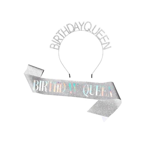 GIVBRO BIRTHDAY QUEEN Stirnband Strass Haarband Tiara Geburtstag Queen Schärpe für Frauen Geburtstag Party Dekorationen (#E) von GIVBRO