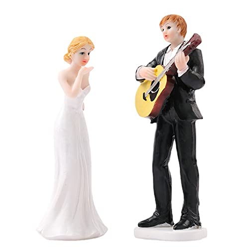 GIVBRO Hochzeitstorten-Toppers Bräutigam Braut Figur Romantisches Paar Puppe Ornament für Party Dekoration - Bräutigam spielt Gitarre (#B) von GIVBRO