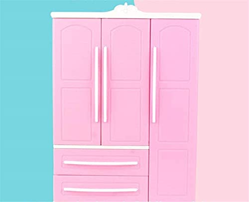 GIVBRO Kleiderschrank für Puppenkleidung Möbel Puppenhaus Dekoration rosa GIVBRO Kleiderschrank für Puppenkleidung Möbel Puppenhaus Dekoration rosa von GIVBRO