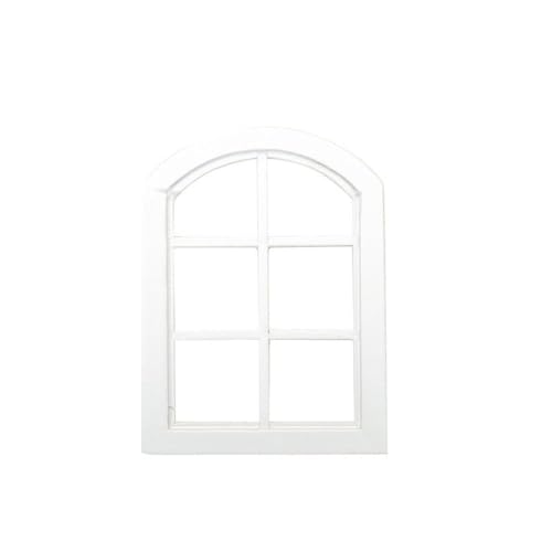 GIVBRO Miniatur-Bogenfenster für Puppenhäuser – 1:12 Simulation von Mini-Fenstern aus Holz, Zubehör für Puppenhausdekoration (#A) von GIVBRO