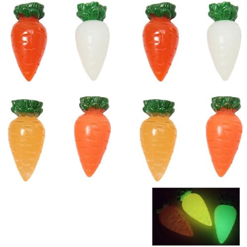 GIVBRO Miniatur-Lebensmittel, leuchtende Miniatur-Karotte, im Dunkeln leuchtendes Gemüse, Puppenhaus-Lebensmittelzubehör, Spiel-Lebensmittelspielzeug, 8-TLG. von GIVBRO