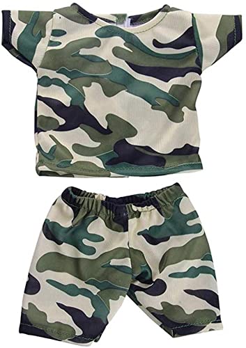 GIVBRO Puppen-Camouflage-Anzug, Kleidung für 43–46 cm große Mädchenpuppe, lässige Outfits – T-Shirts und Shorts, Kostümzubehör, 2 Stück/Set GIVBRO Puppen-Camouflage-Anzug, Kleidung für 43–46 cm große Mädchenpuppe, lässige Outfits – T-Shirts und Shorts, Kostümzubehör, 2 Stück/Set von GIVBRO