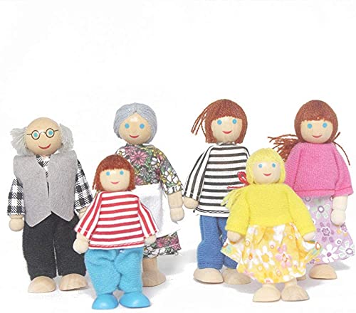 GIVBRO Puppenhaus aus Holz, Spielfiguren für Kinder, Fantasie, Geburtstagsgeschenk, 6 Stück GIVBRO Puppenhaus aus Holz, Spielfiguren für Kinder, Fantasie, Geburtstagsgeschenk, 6 Stück von GIVBRO