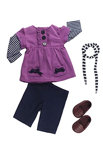 GIVBRO Puppenkleidung, Zubehör, Outfits, kurze Hosen, Schuhe, Schal, Freizeitkleid für 45 cm große Puppen, 4 Stück/Set von GIVBRO