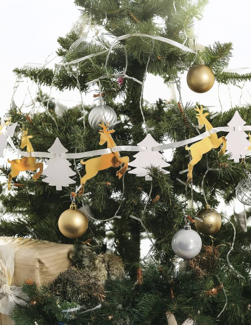 Weihnachts-Girlande Tannen + Rentiere Weiß-Gold 3m Karton Weihnachts-Girlande Tannen + Rentiere Weiß-Gold 3m Karton von GIVI ITALIA SRL